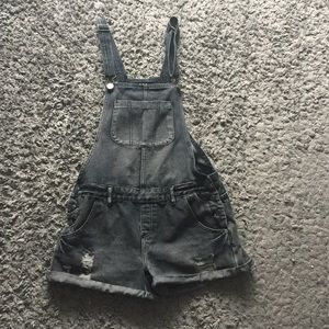 Black overall shorts